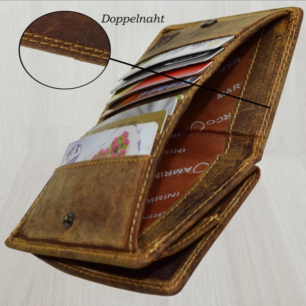 flevado Geöltes Leder RFID Schutz Portemonnaie 100% Voll Leder Geldbörse Wiener Schachtel Brieftasche Geldbeutel